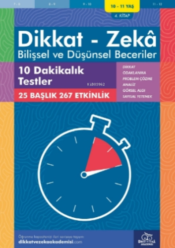 10 Dakikalık Testler ( 10 - 11 Yaş 4 Kitap, 267 Etkinlik );Dikkat – Ze