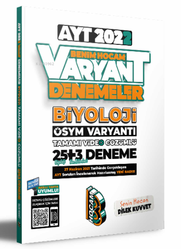 2022 AYT Biyoloji Tamamı Video Çözümlü 25+3 Deneme Sınavı