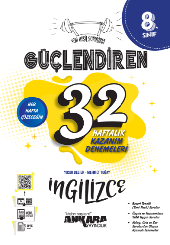 8. Sınıf Güçlendiren 32 Haftalık İngilizce Kazanım Denemeleri